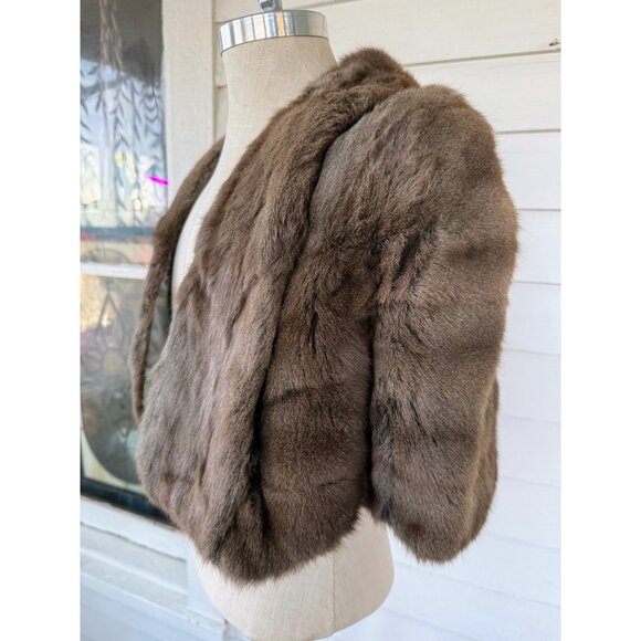 Vintage 40's Smoke Gray Muskrat Fur Stole Capelet - Picture 16 of 16